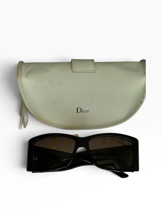DIOR  Diorrain 1 Vintage Oversized Crystal Sunglasses – Black Y2K